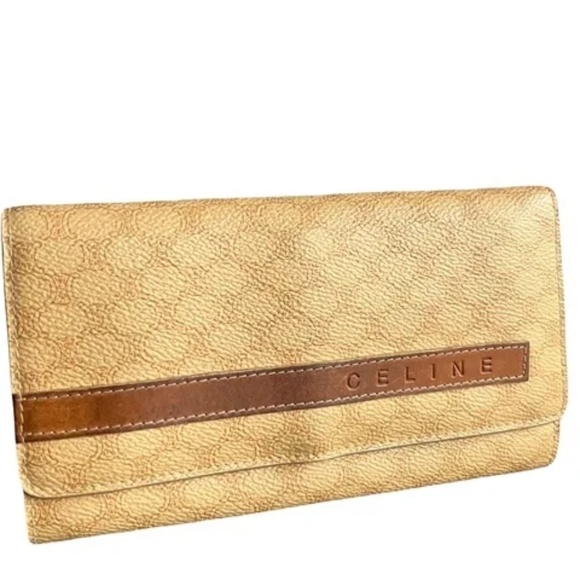 CELINE Flap Wallet Long Purse Macadam in Beige Leather - Picture 1 of 10